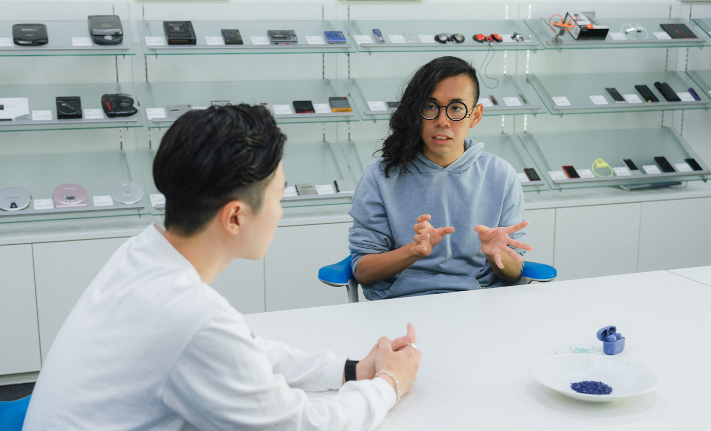 Two employees talking to each other