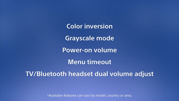 Menu of BRAVIA's accessibility (user support) features