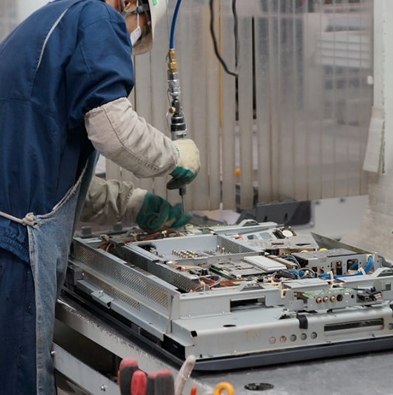 An image of a recycling process.