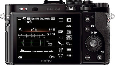 Photo of the UI displayed on the LCD screen on the back of the RX1R II