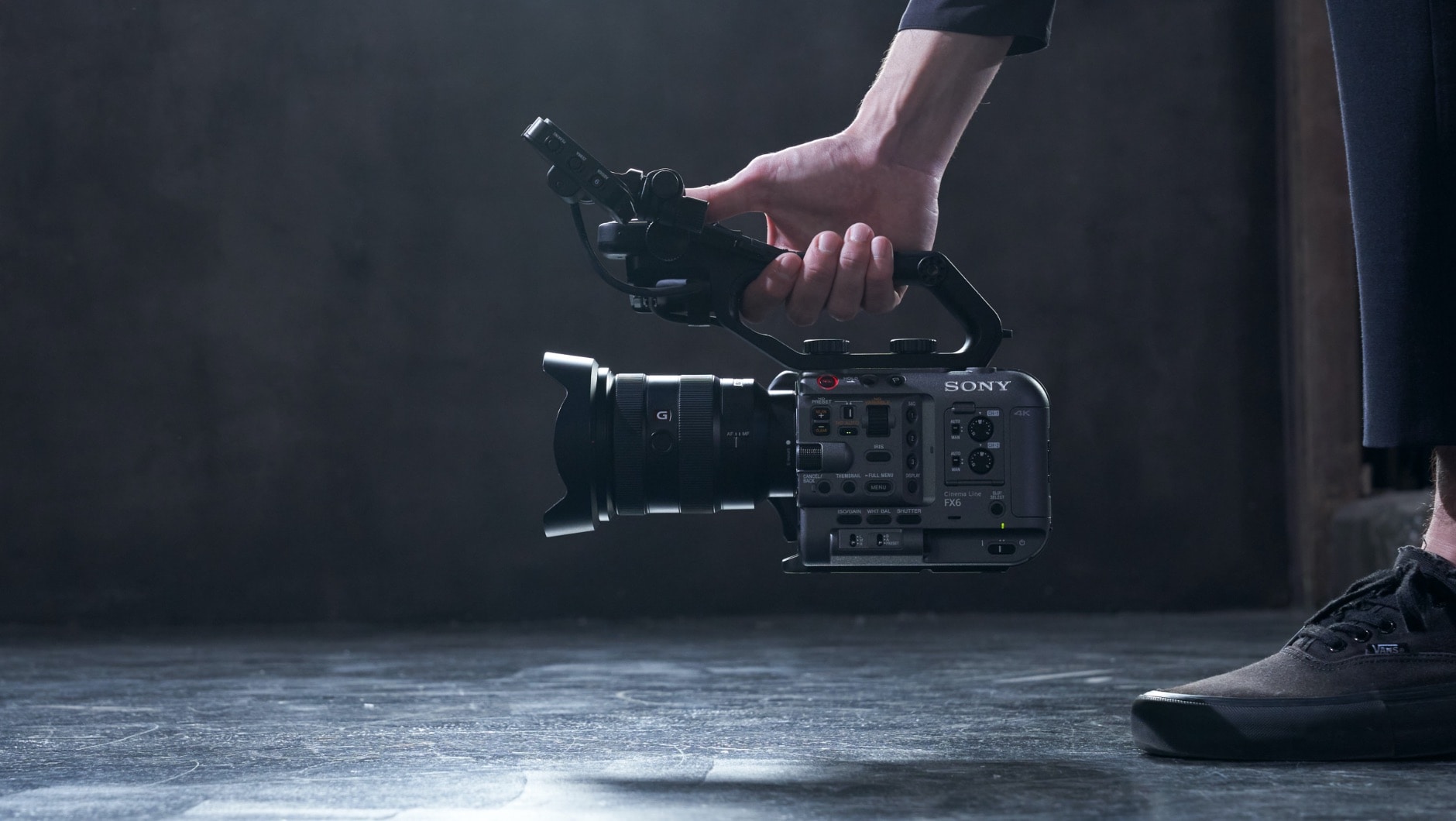 Photo of a person shooting at a low angle with the FX6