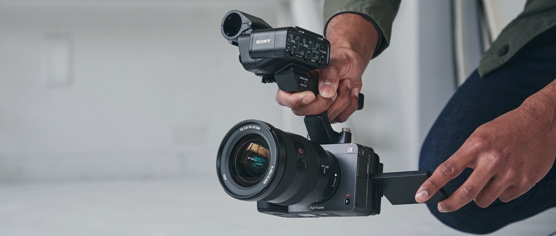 Photo of a person shooting at a low angle with the FX3