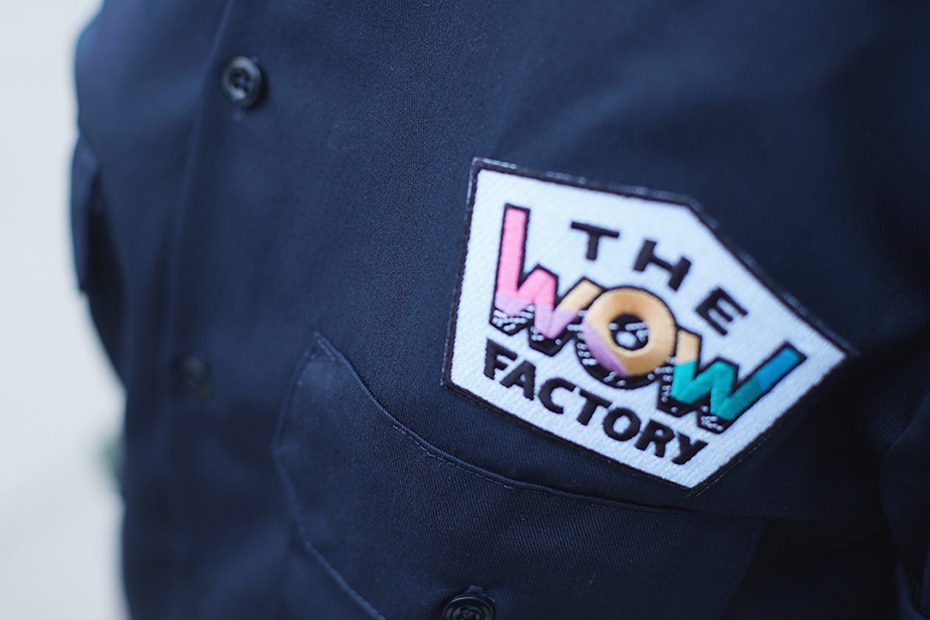 Photo of the logo patch of the WOW Factory