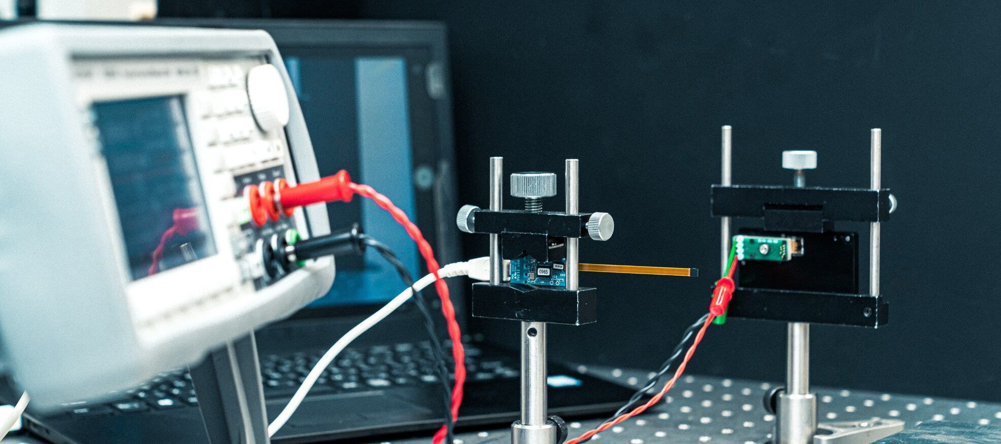 Image of OLED microdisplay characteristics being measured with a luminance meter