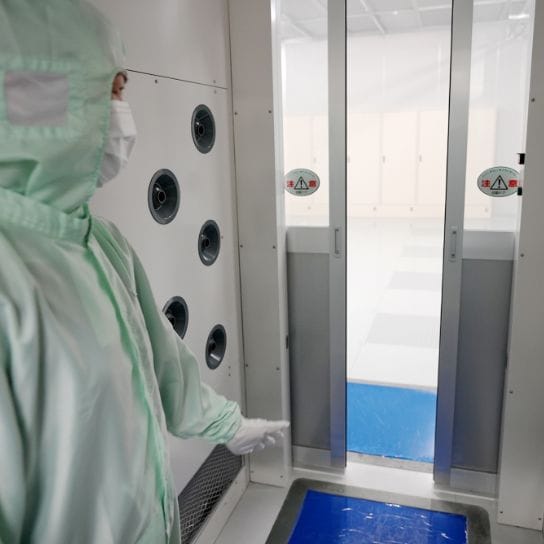 Photo of the entrance to the clean room