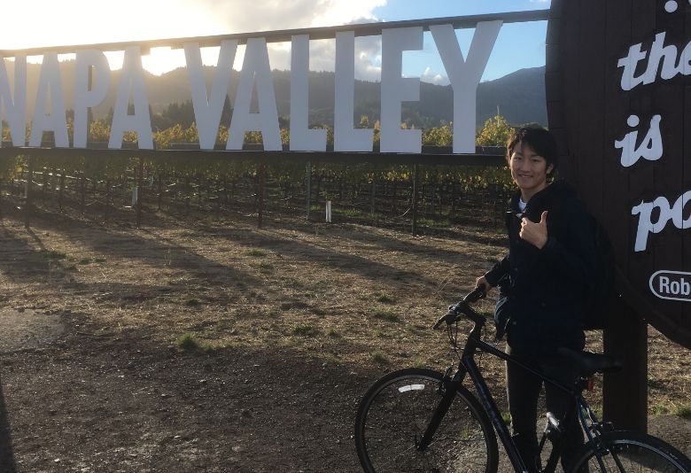 Photo of his holiday on the excursion to Napa Valley in Taishi Ano's university days