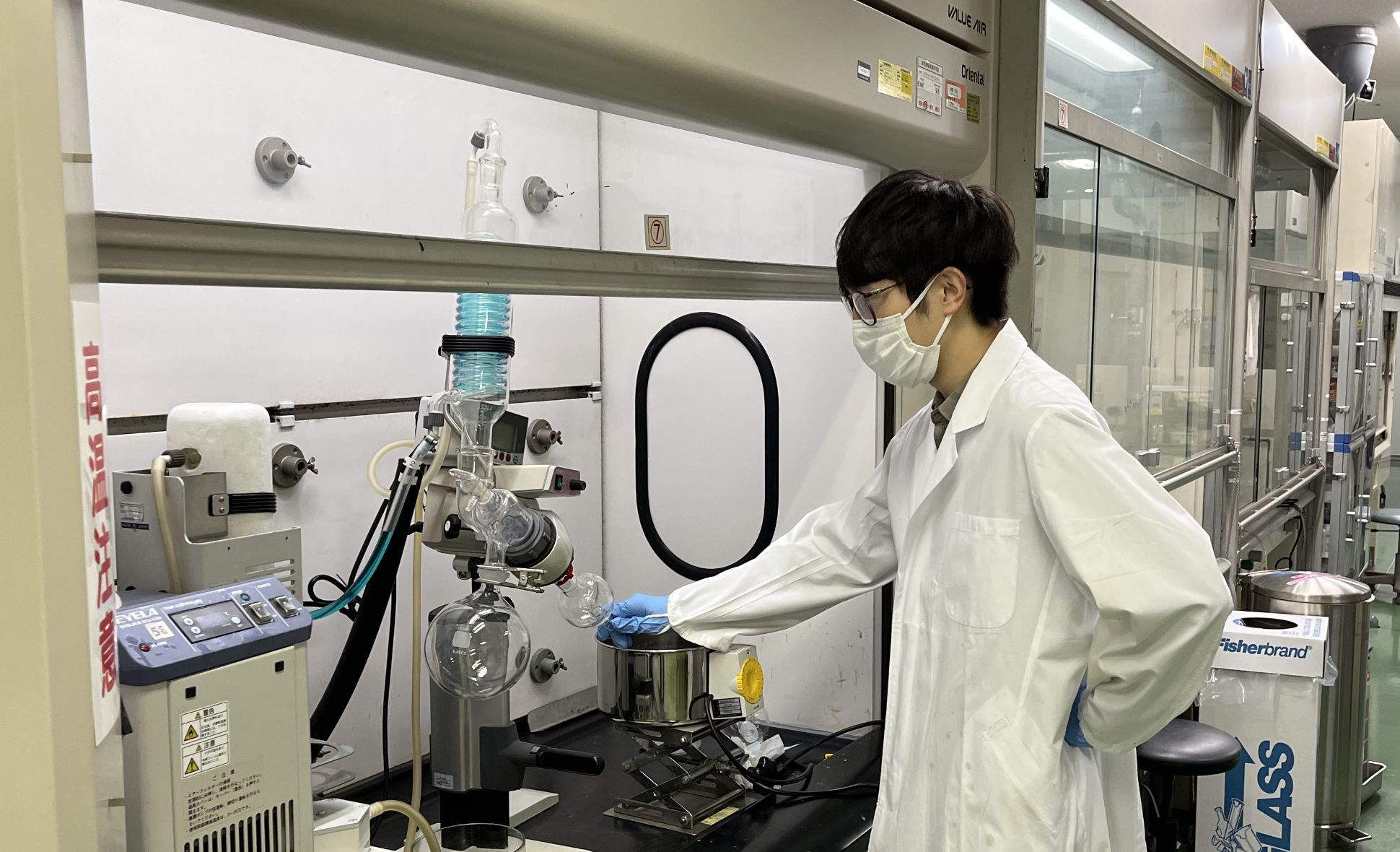 Photo of Taishi Ano's experiment in the lab