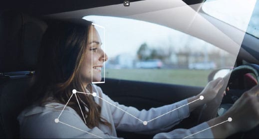 Image of an in-cabin sensing, where the ToF image sensor recognizes the situation inside the vehicle with high accuracy.