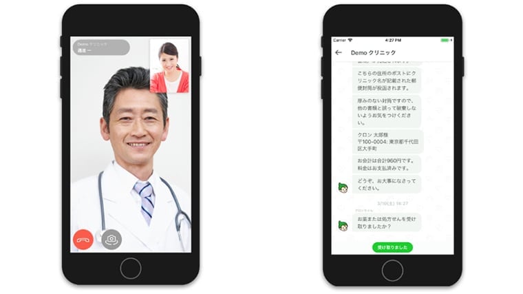 MICIN's telemedicine service curon (Left image for video call screen and right image for operation screen on the patient’s side)