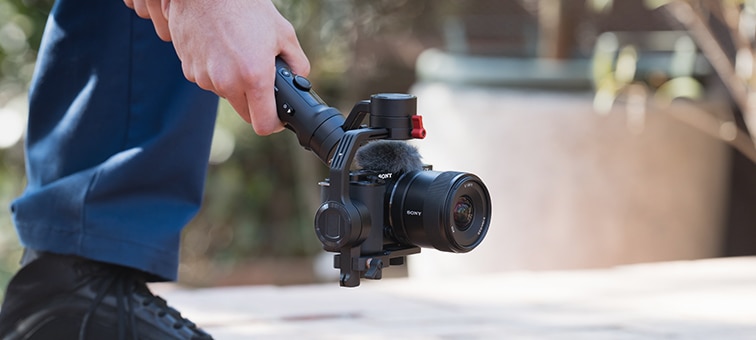 Person shooting video with a gimbal