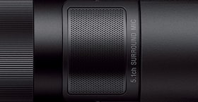 Close-up of Handycam® showing surround mic