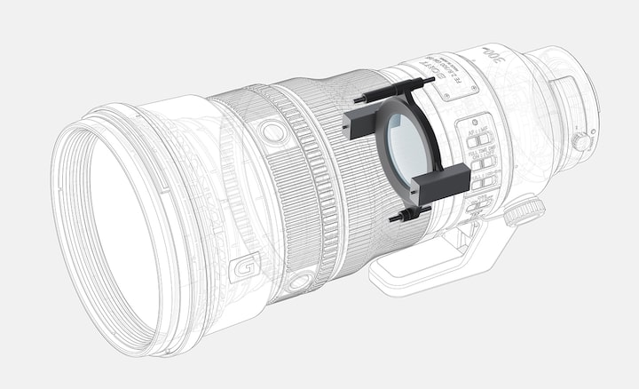 Illustration showing XD Linear Motors within lens barrel