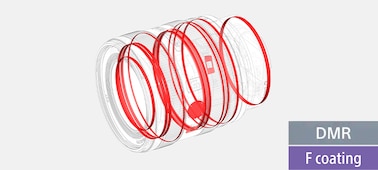 An illustration of locations of dust and moisture resistant seals on the lens body