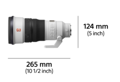 Product image showing left side view of lens