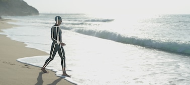 Example image of a man walking on a beach