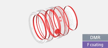 An illustration of locations of dust and moisture resistant seals on the lens body