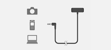 illustration showing the compatibility with electronic devices with 3.5mm mic jack.