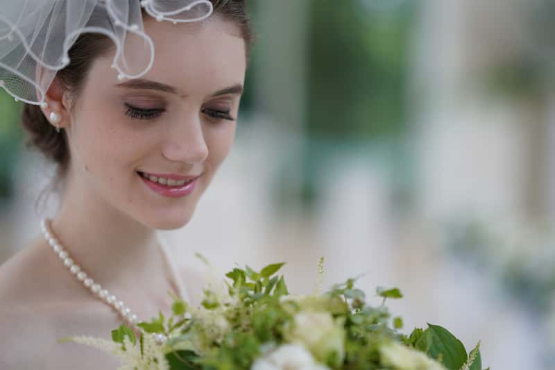 bride looking down