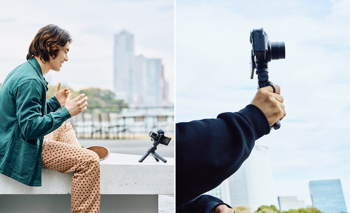 Images of two models using the GP-VPT2BT in grip style and in tripod style