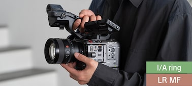 The image depicts the use of the FE 85mm F1.4 GM II on the FX6 camera during the shooting process.