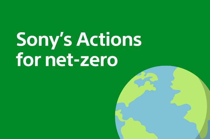 Planet logo with text “Sony’s Actions for net-zero”